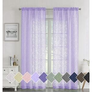 Sheer Light Filtering Curtains 2 Panel Set Light Purple 84” Length